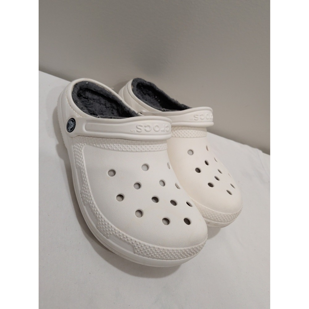 Crocs Classic Lined Clog Shoes Unisex M6 / W8 White Lightweight Dual Comfort
